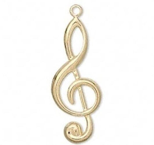 Gold or Silver Plated Brass Treble Clef Charm 31x12mm - 10 pcs