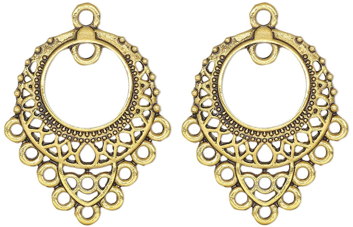 Antiqued Pewter Filigree Chandelier Earring Connectors 26x23mm - 10 pcs