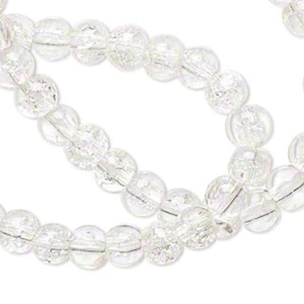 Clear Crackle Glass Round Beads, 5–6mm, 1 Strand (approx. 70)