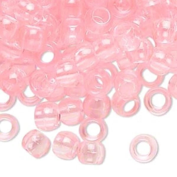Transparent Pink Acrylic Pony Beads, 7x6mm, 1000 pcs