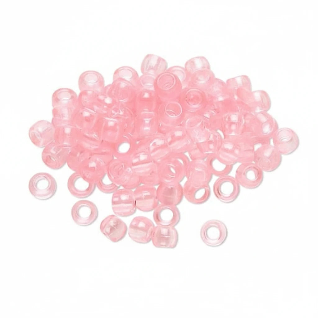Transparent Pink Acrylic Pony Beads, 7x6mm, 1000 pcs
