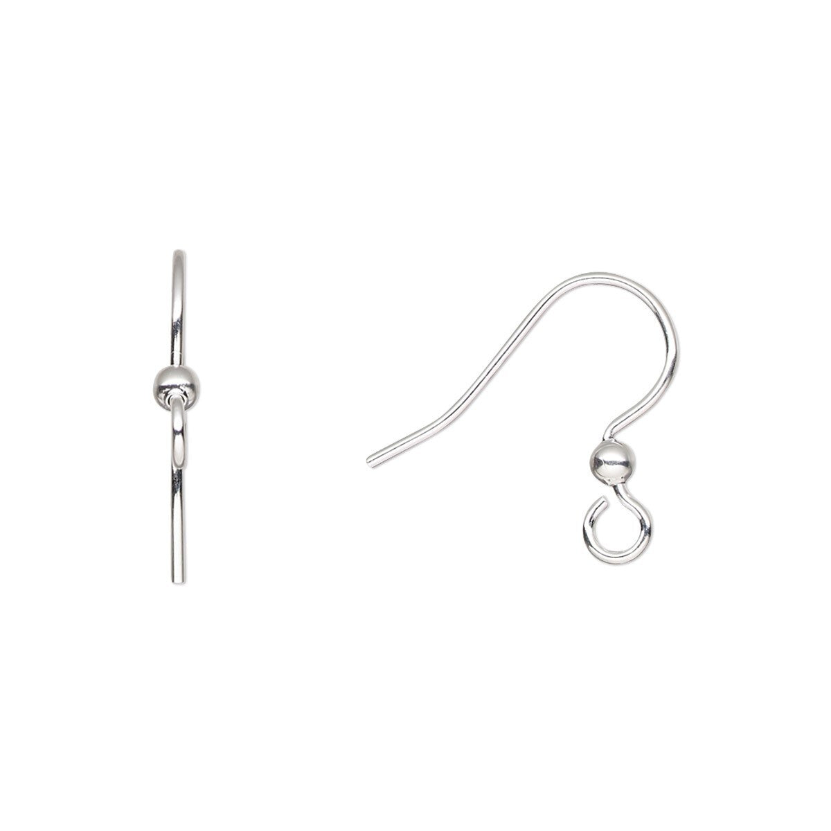 A pair of silver-toned fishhook ear wires with small bead details, shown on a plain white background.