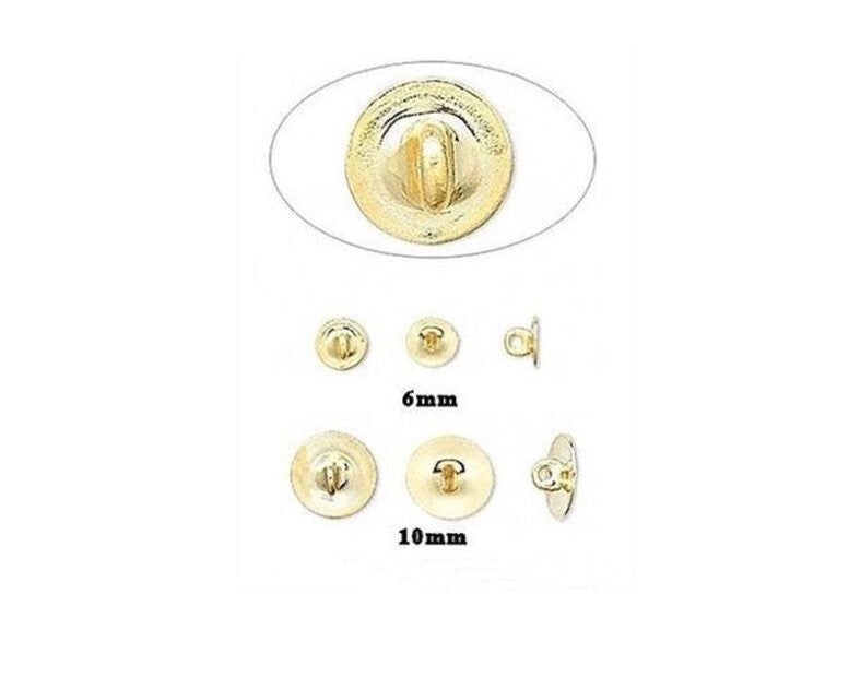 Brass Bond-On Button Backs with Loop 6mm or 10mm - 100 pcs