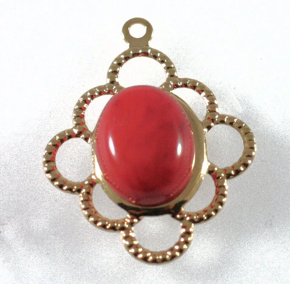 Gold-Plated Brass Oval Cabochon Drop Setting, 19x17mm (for 8x6mm Oval), 10 pcs
