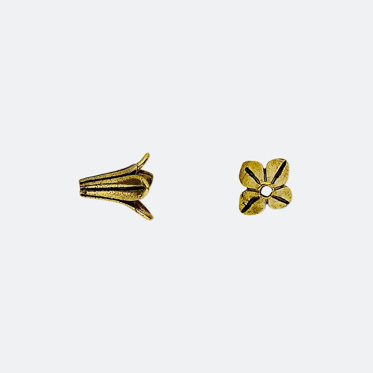 Antiqued Gold Plated Brass Flower Petal Bead Caps, 8x8mm, 12 pcs