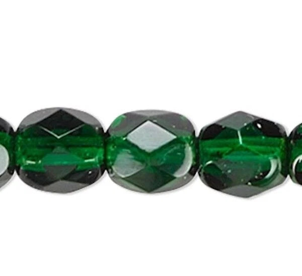 Czech Transparent Dark Emerald Green Fire Polished Round Beads, 4mm, 1 Strand (approx. 100)