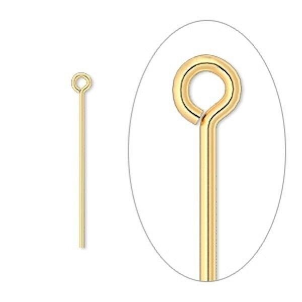 Gold Plated Brass Eye Pins, 1 inch, 100 pcs