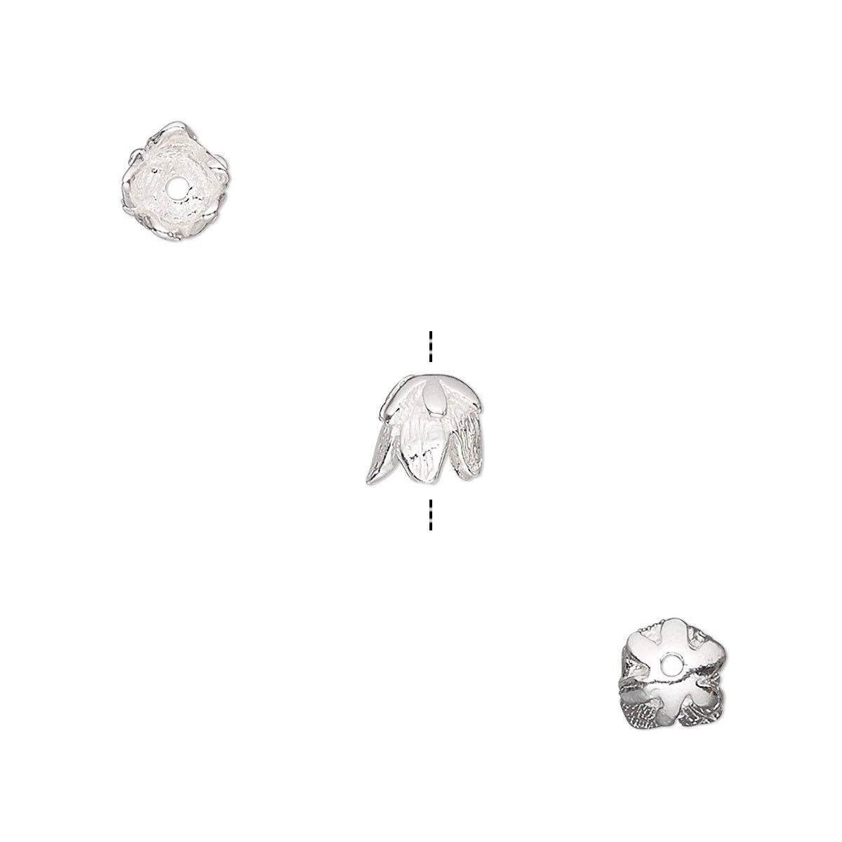 Sterling Silver Bell Flower Bead Caps, 5.5x5mm, 6 pcs