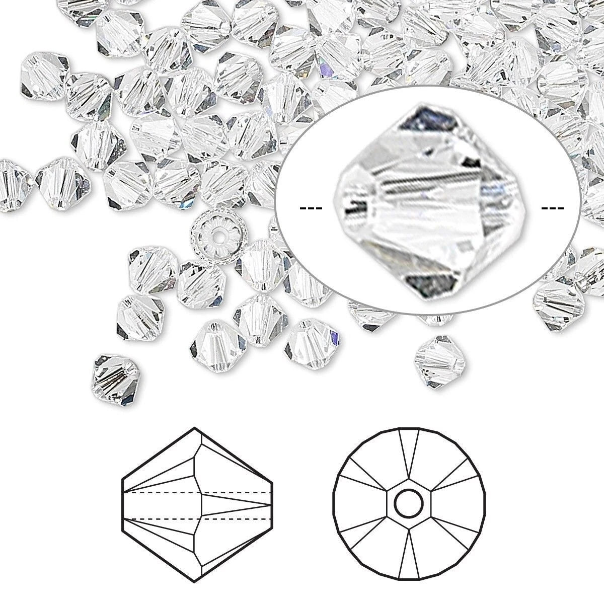 Swarovski Clear Crystal 5328 Xilion Bicone Beads, 4mm - 48 or 144 pcs