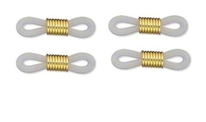Clear Rubber Eyeglass Holders with Adjustable Gold Coil 20-26mm