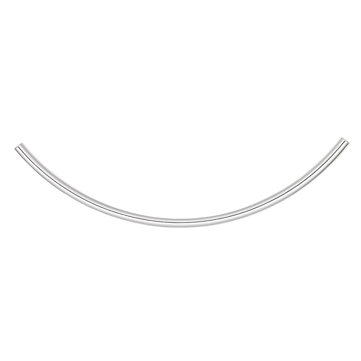 Brass 100x3mm Curved Tube Beads, Silver Plated, 10 pcs