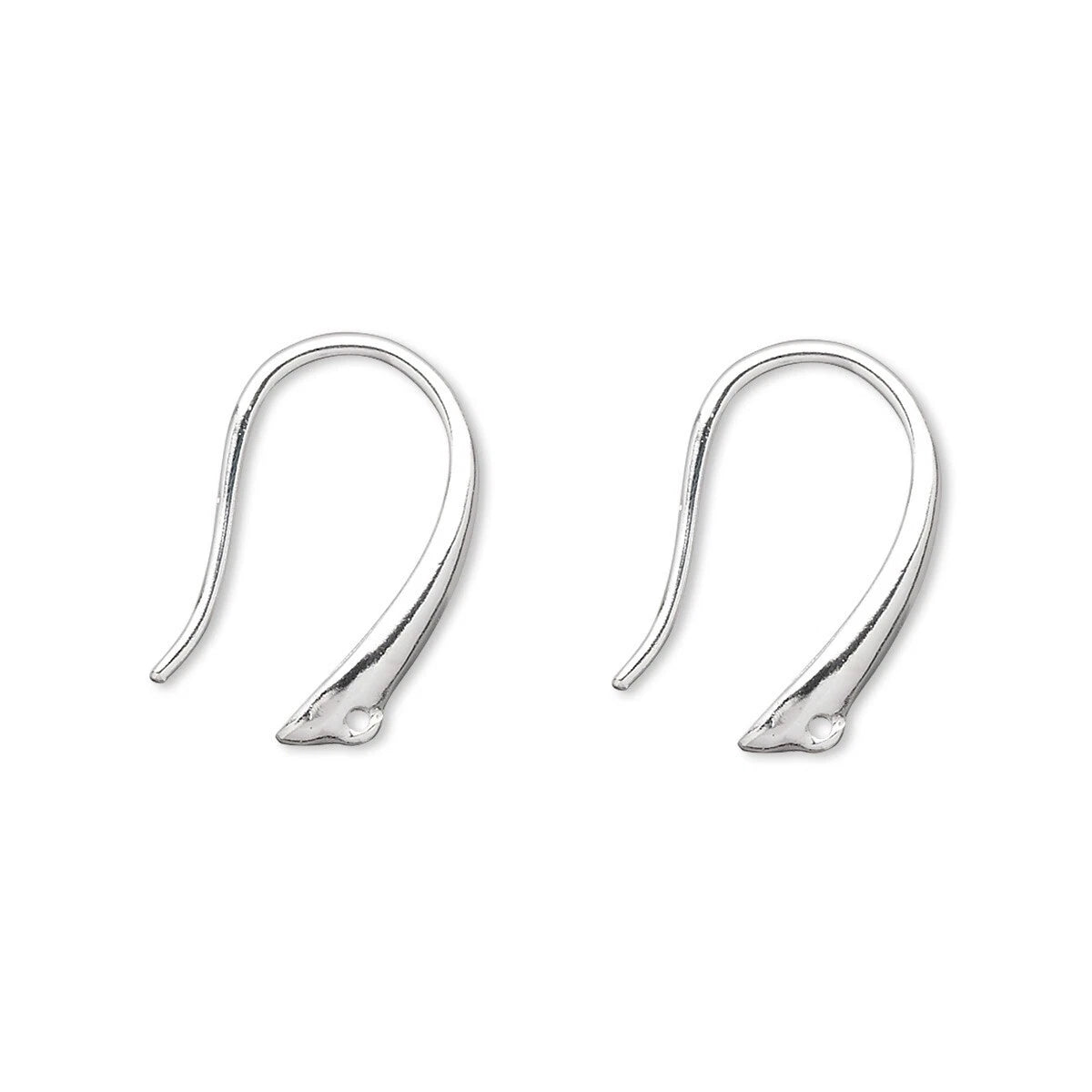 Silver Plated Fancy Fishhook Ear Wires, 17mm, 20 Gauge (0.81mm), 10 pcs (5 pairs)