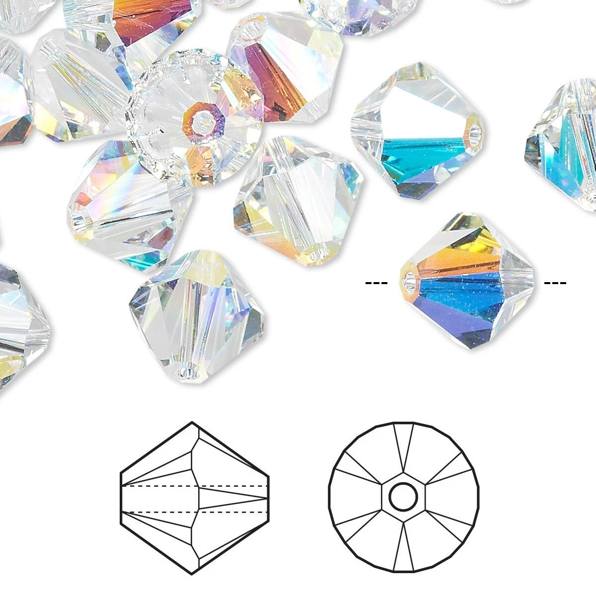 Swarovski Xilion Bicone Beads, Crystal AB, 10mm, #5328, 48 pcs