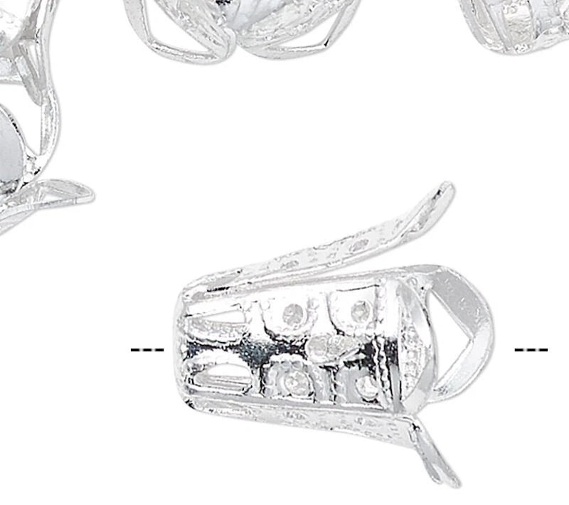 Silver Aluminum Long Filigree Bell Bead Caps, 14x13mm, 24 pcs