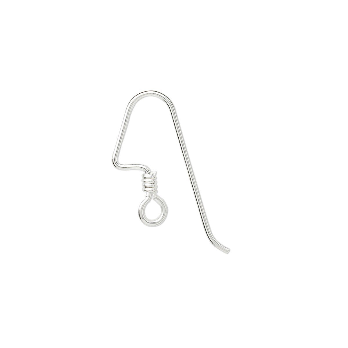 Sterling Silver Angular Fishhook Ear Wires, 17mm, 20 Gauge, 1 Pair