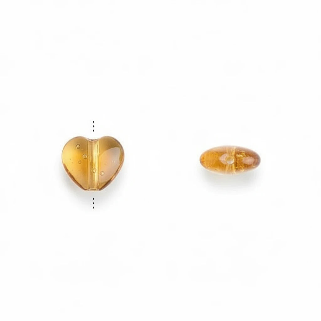 Czech Transparent Honey Pressed Glass Heart Beads, 8mm, 1 Strand (approx. 50)