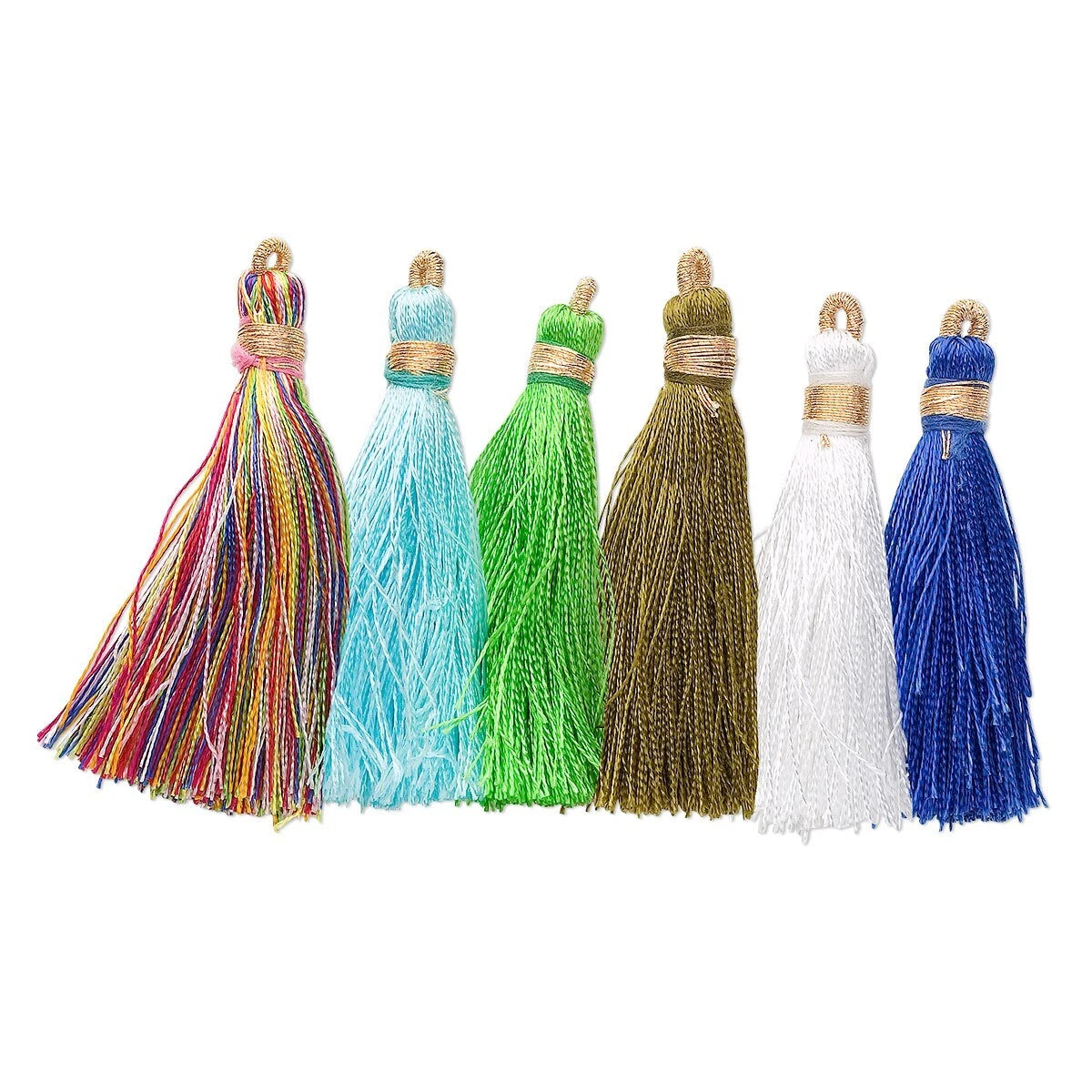 Imitation Silk Cool-Tone Tassels with French Wire, 2 inch, Set of 12