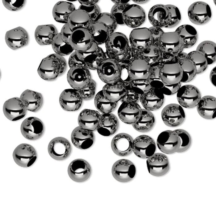 Gunmetal Plated Brass Smooth Micro Round Spacer Beads, 2mm, 100 pcs