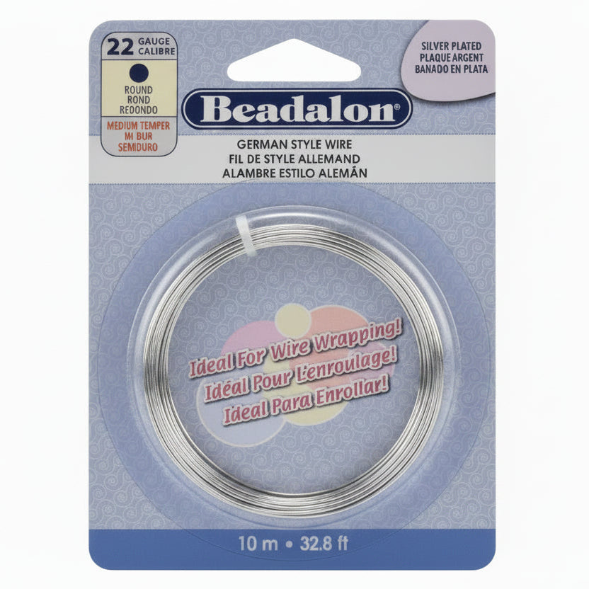 Beadalon German Style Silver Plated Wire, 22 Gauge (0.64mm), 32.8 Feet