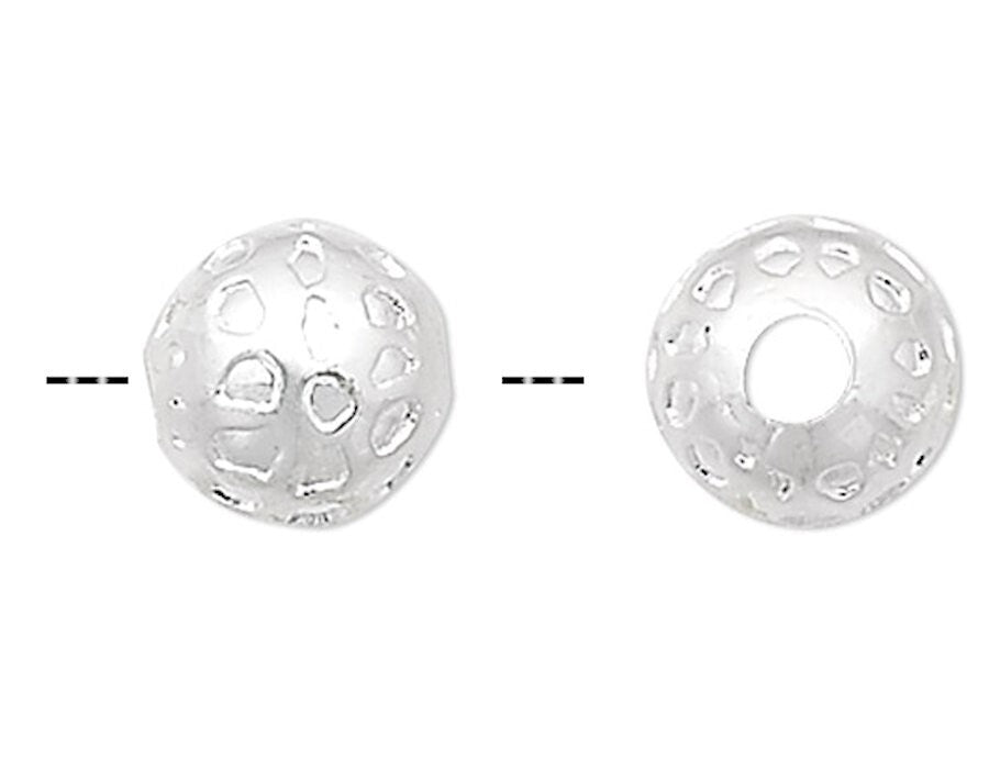 Silver Plated Brass 6mm Dimpled Round Beads 1.5mm Hole (100 pc)