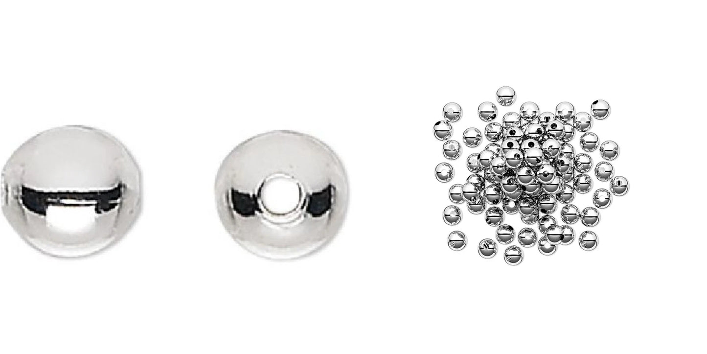Silver Plated Brass Round Spacer Beads, 3mm, 100 pcs
