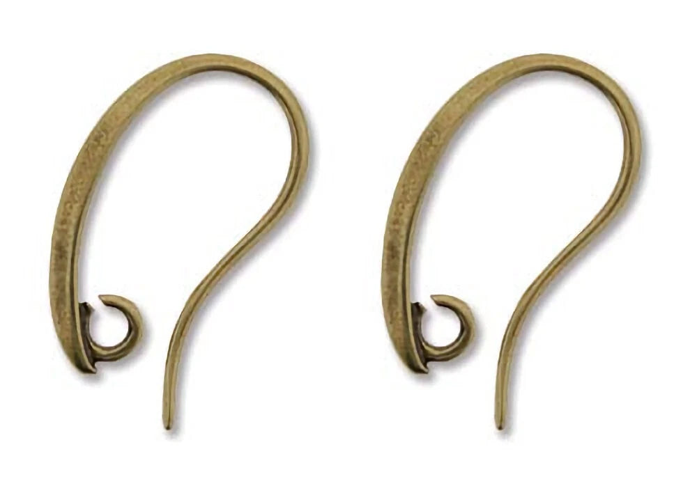 Beadsmith Antiqued Brass Fishhook Ear Wires, 19x11mm, 2mm Open Loop, 36 pcs
