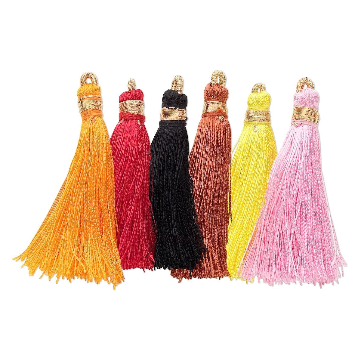 Imitation Silk Multicolor Tassels with French Wire, 2 inch, Set of 12