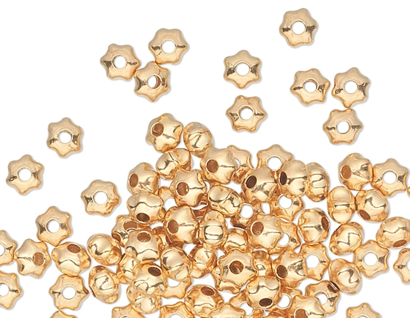 Gold Plated Brass Smooth Star Spacer Beads, 3x2mm, 100 pcs