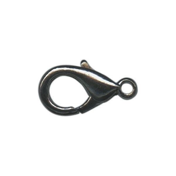 Gunmetal Plated Brass Lobster Claw Clasps 7x14mm 1.6mm Loop – 12 pcs