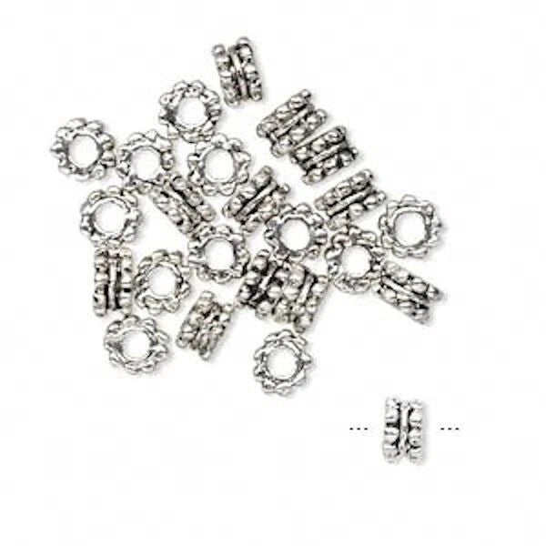 Antiqued Silver Pewter Double Rondelle Spacer Beads, 5x3mm (24)