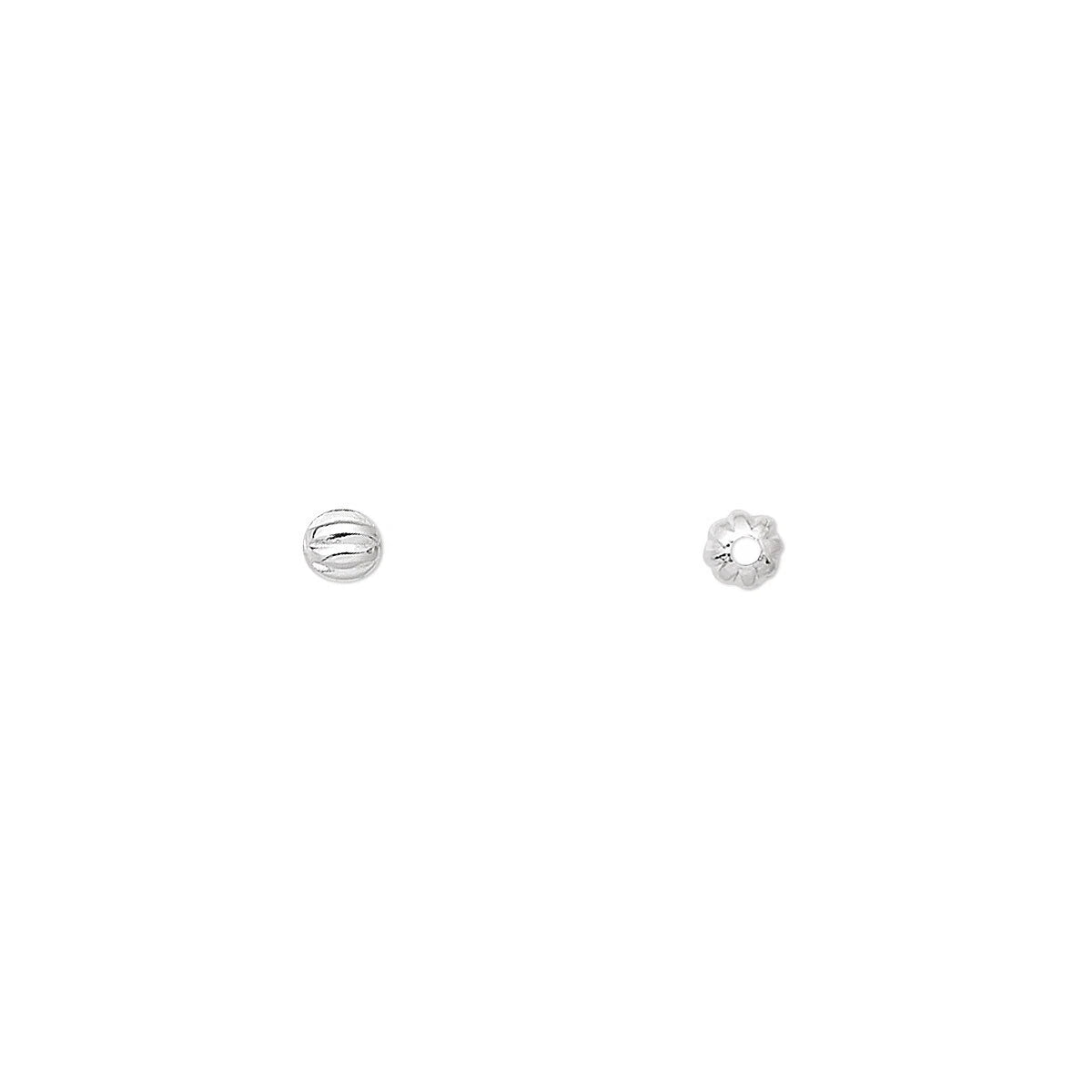 Silver Plated Brass 3mm Corrugated Round Beads