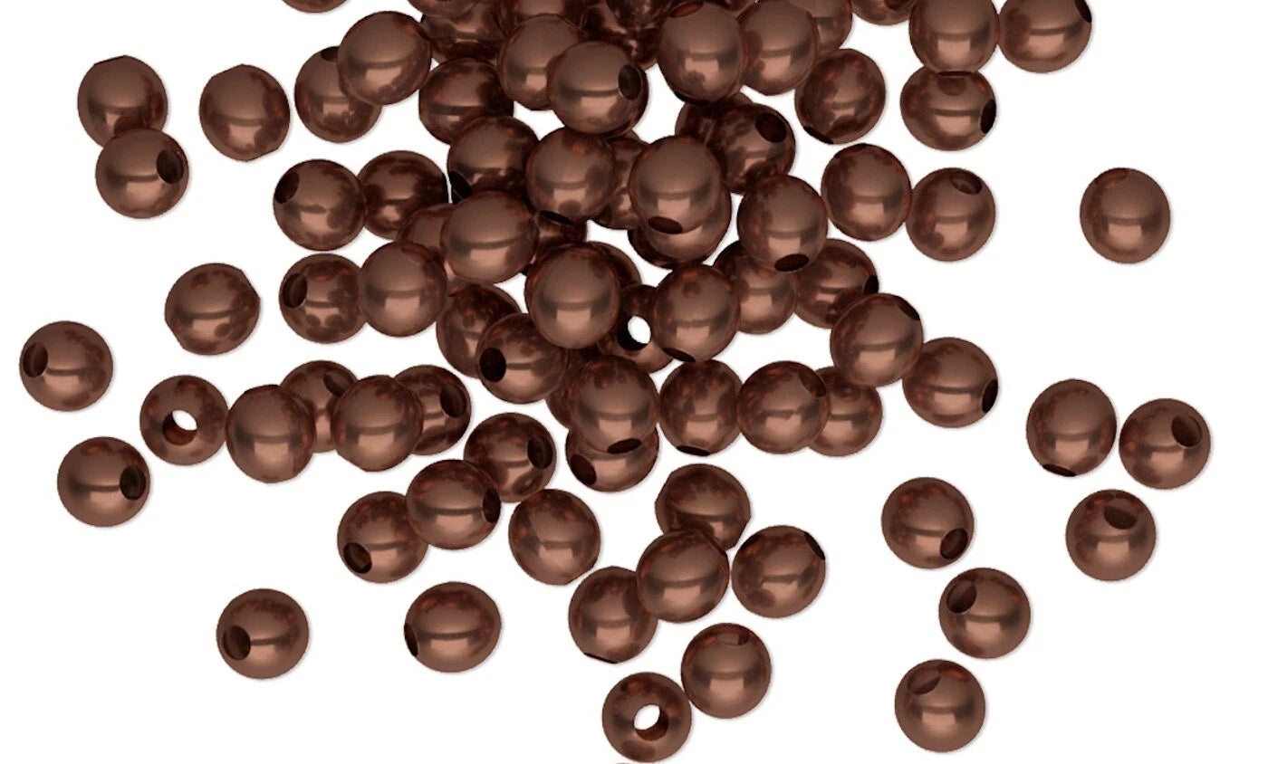 Antiqued Copper Plated Brass Round Smooth Beads, 3mm, 100 pcs