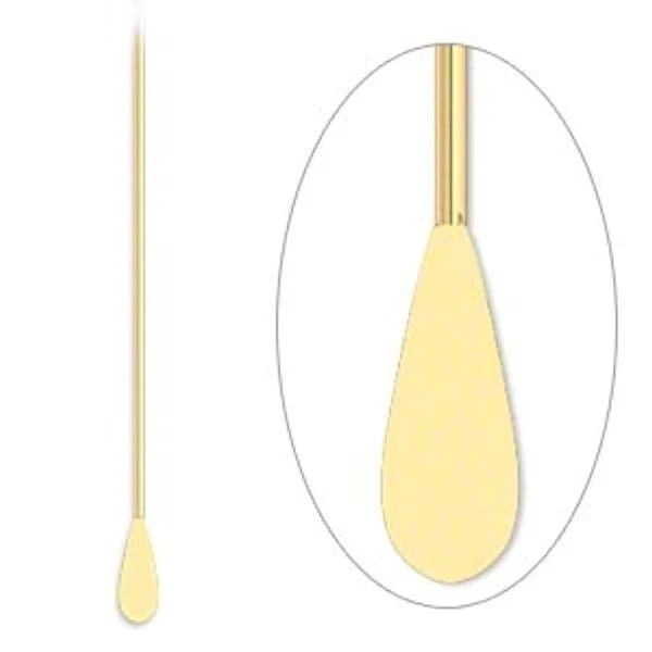 Gold Plated Brass Round Paddle Head Pins, 22 Gauge (0.64mm), 2 Inch - 100 pcs