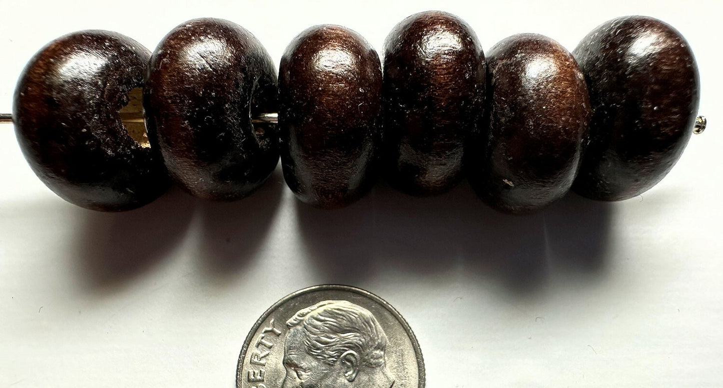 Brown Littleleaf Boxwood Hand-Cut Wood Beads 18x10mm – 25 pcs