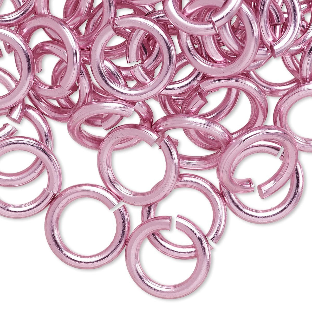Jump Rings, Pink Anodized Aluminum, 12mm, 12 Gauge, 100 pcs