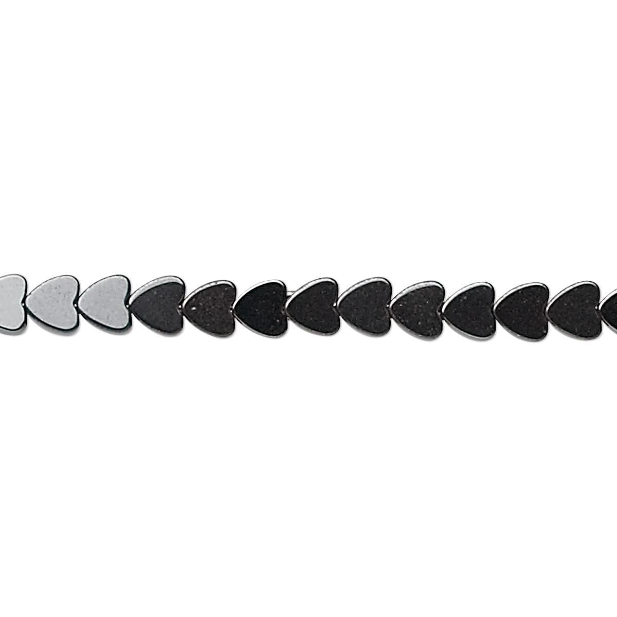 Hemalyke Black 4mm Flat Heart Beads, 1 Strand (approx. 100)
