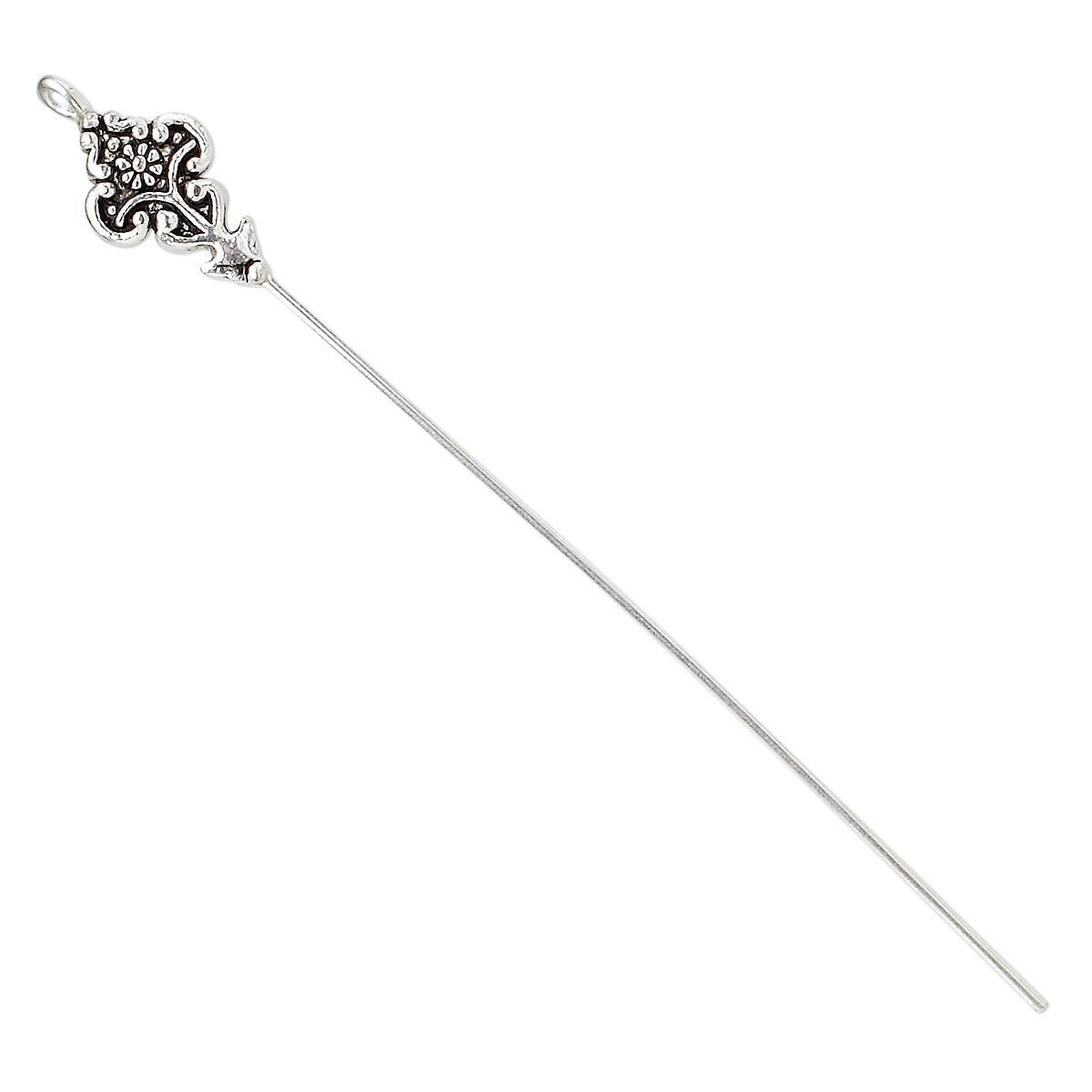Antiqued Silver Plated Beaded Head Pins, 3-3.5" 16x10mm 18 Gauge - Set of 4