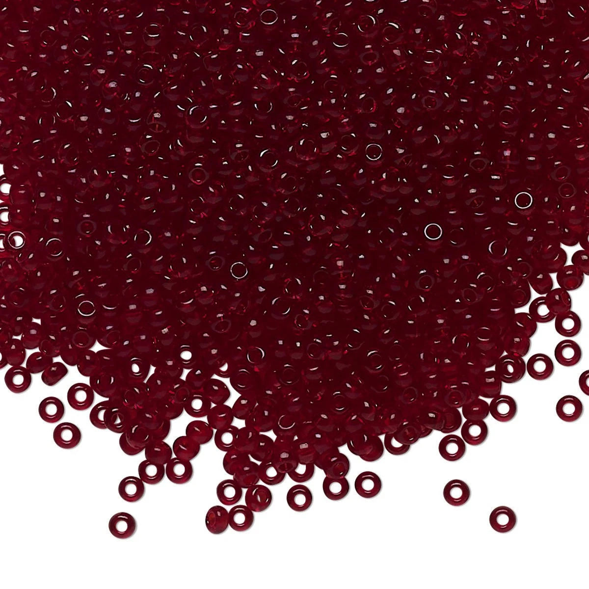Transparent Ruby Red Czech Glass #11 Round Seed Beads — 1 Hank