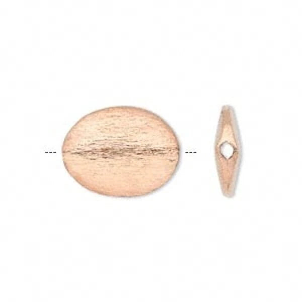 Brushed Copper Plated Oval Disc Beads, 18x13mm, 6 pcs