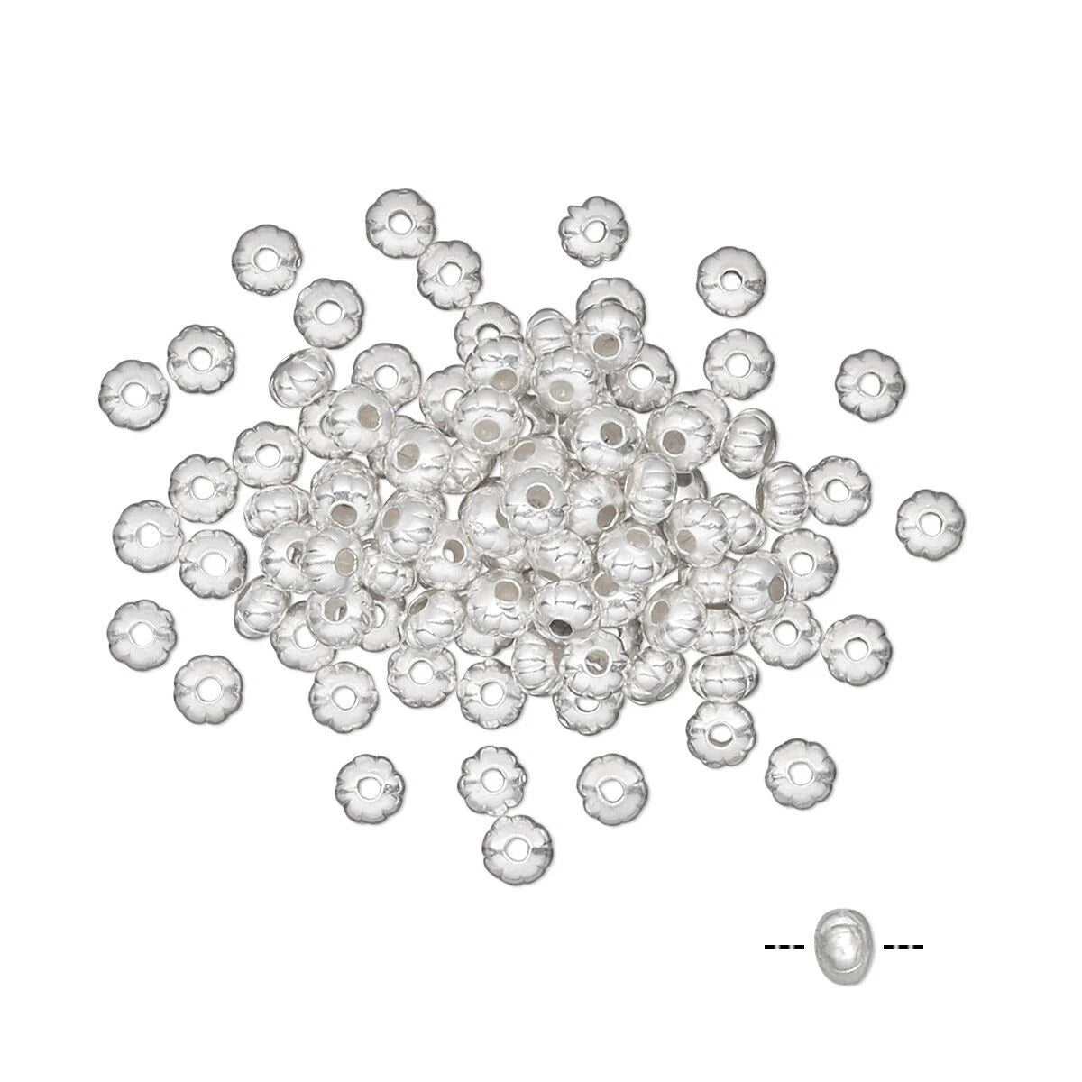 Silver-Plated Brass Corrugated Rondelle Spacer Beads, 3x2mm, 100 pcs