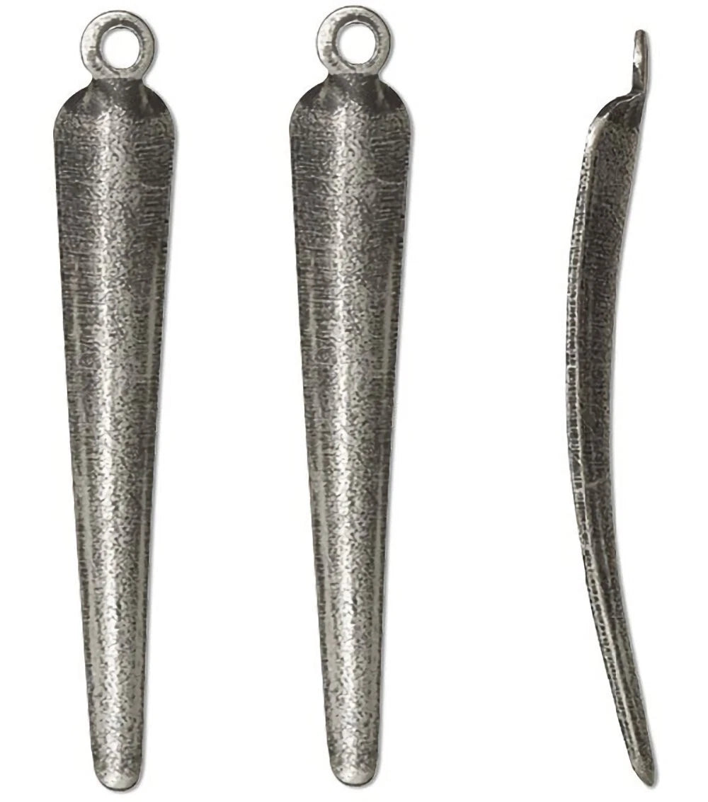 Antiqued Silver Brass Talon Drop Charms, 22x3mm, 100 pcs