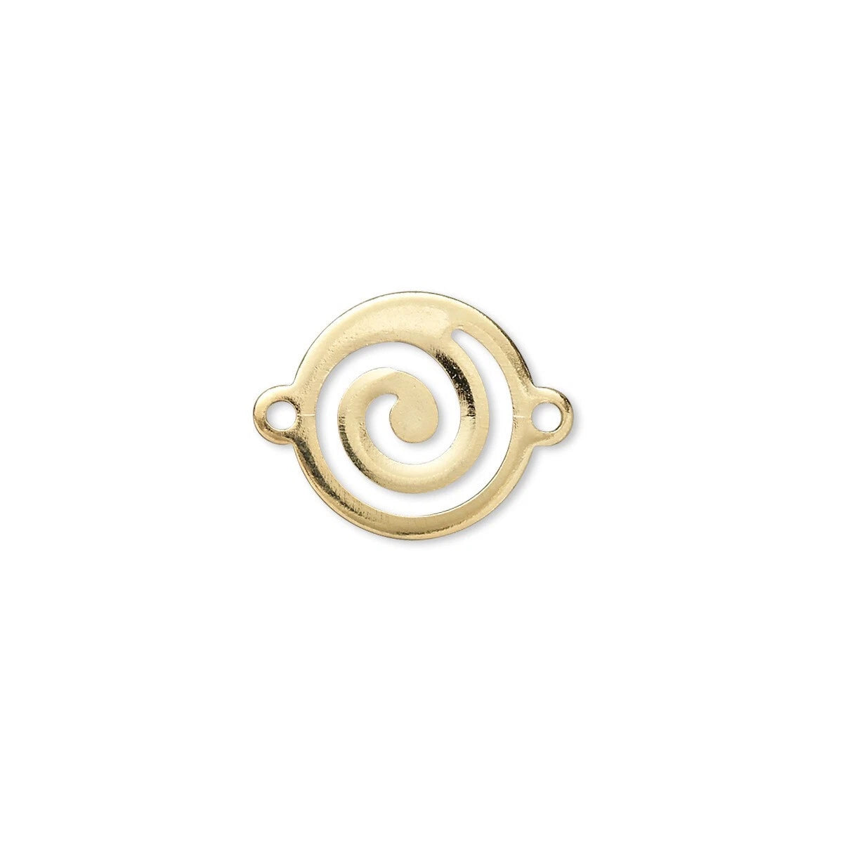 Gold-Plated Brass Round Swirl Link Connectors, 17x13mm