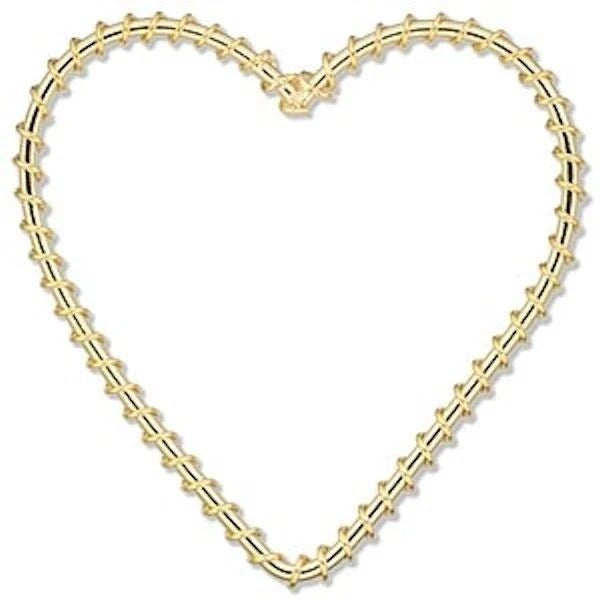 Gold Plated Steel Wire-Wrapped Heart Components, 50x50mm