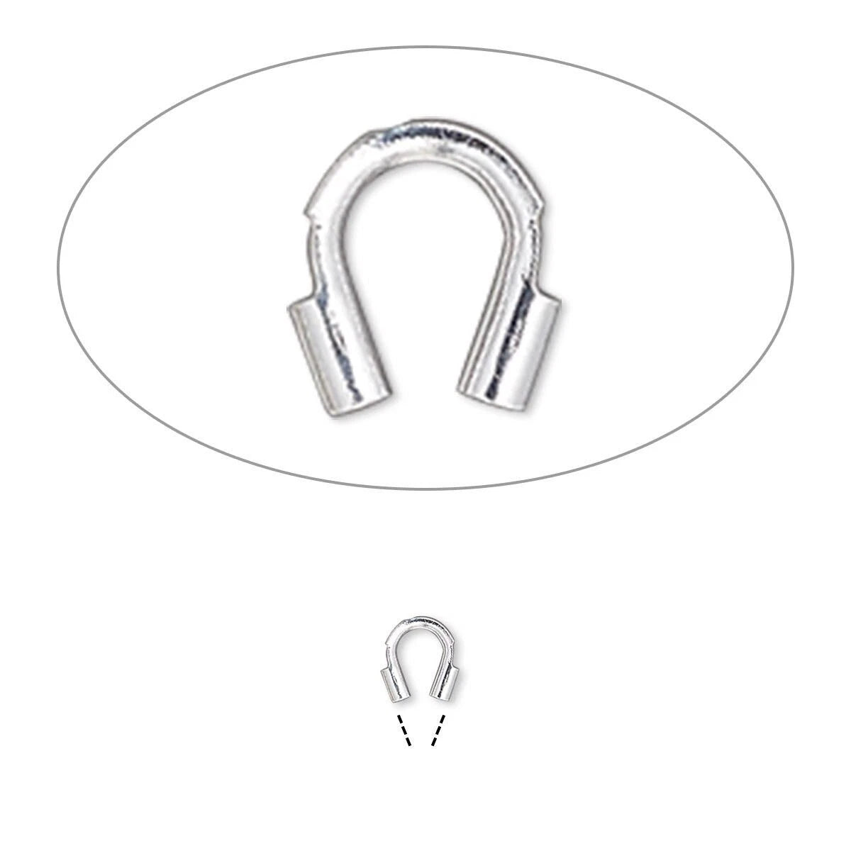 Silver Plated Brass Wire Guardians, 4x4mm (approx. 5/32 inch), 0.5mm ID, 144 pcs