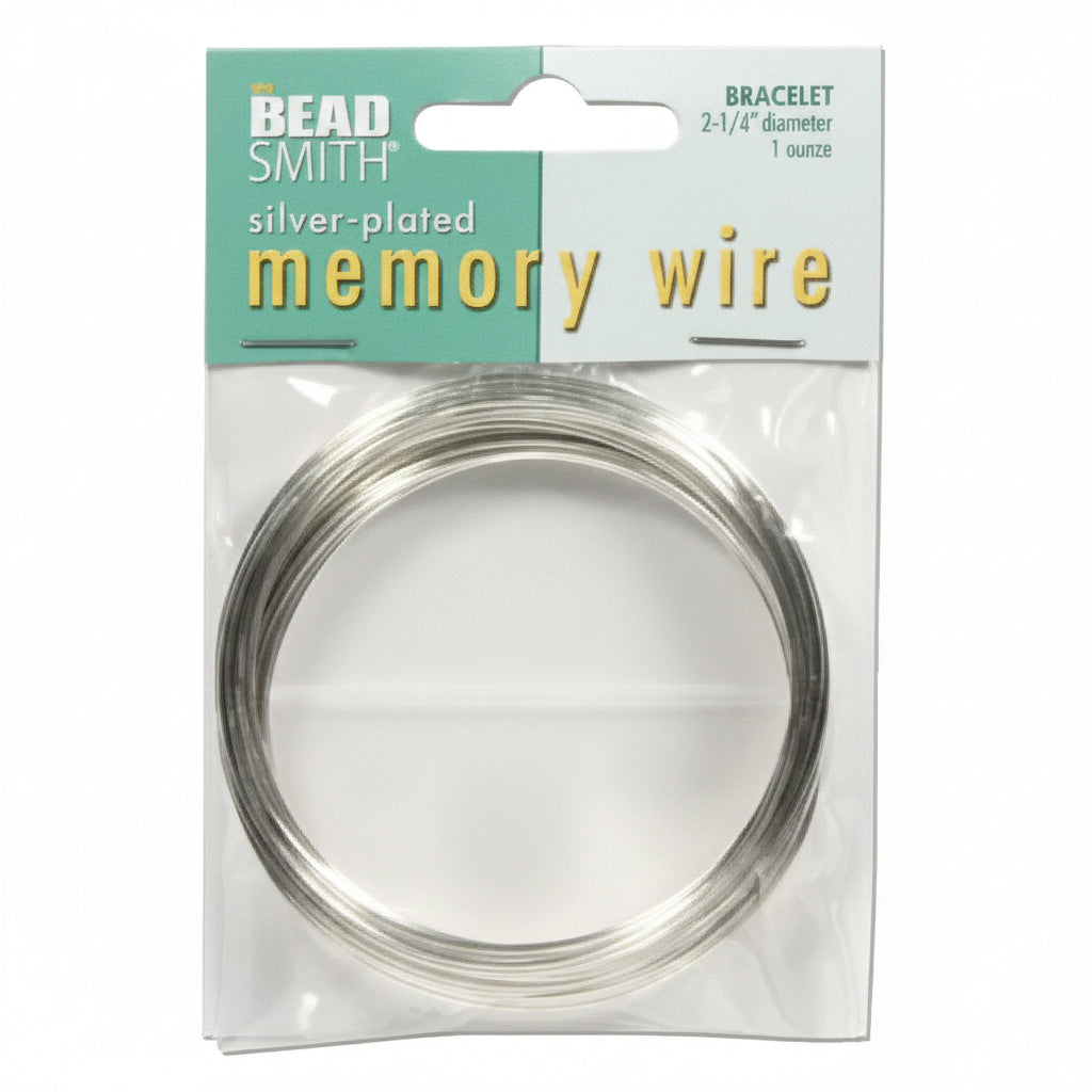 Beadsmith Silver Plated Bracelet Memory Wire 2.5", 1 oz (approx. 70 loops)