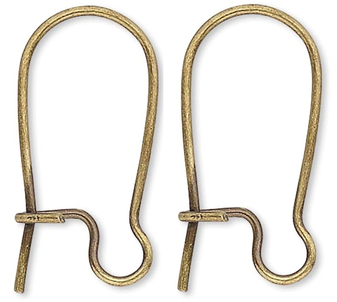 Antiqued Gold Plated Brass Kidney Ear Wires with Open Loop, 18mm, 50 Pairs