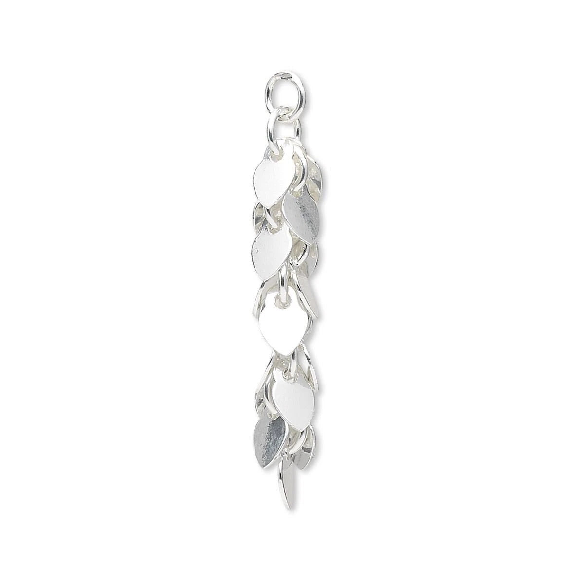 Sterling Silver Cluster of Hearts Drop Focal Charm 25x5mm