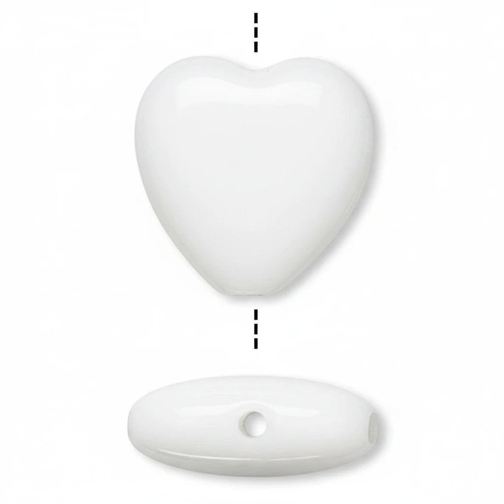 Czech Opaque White Pressed Glass Heart Beads, 6mm, 1 Strand (approx. 67)