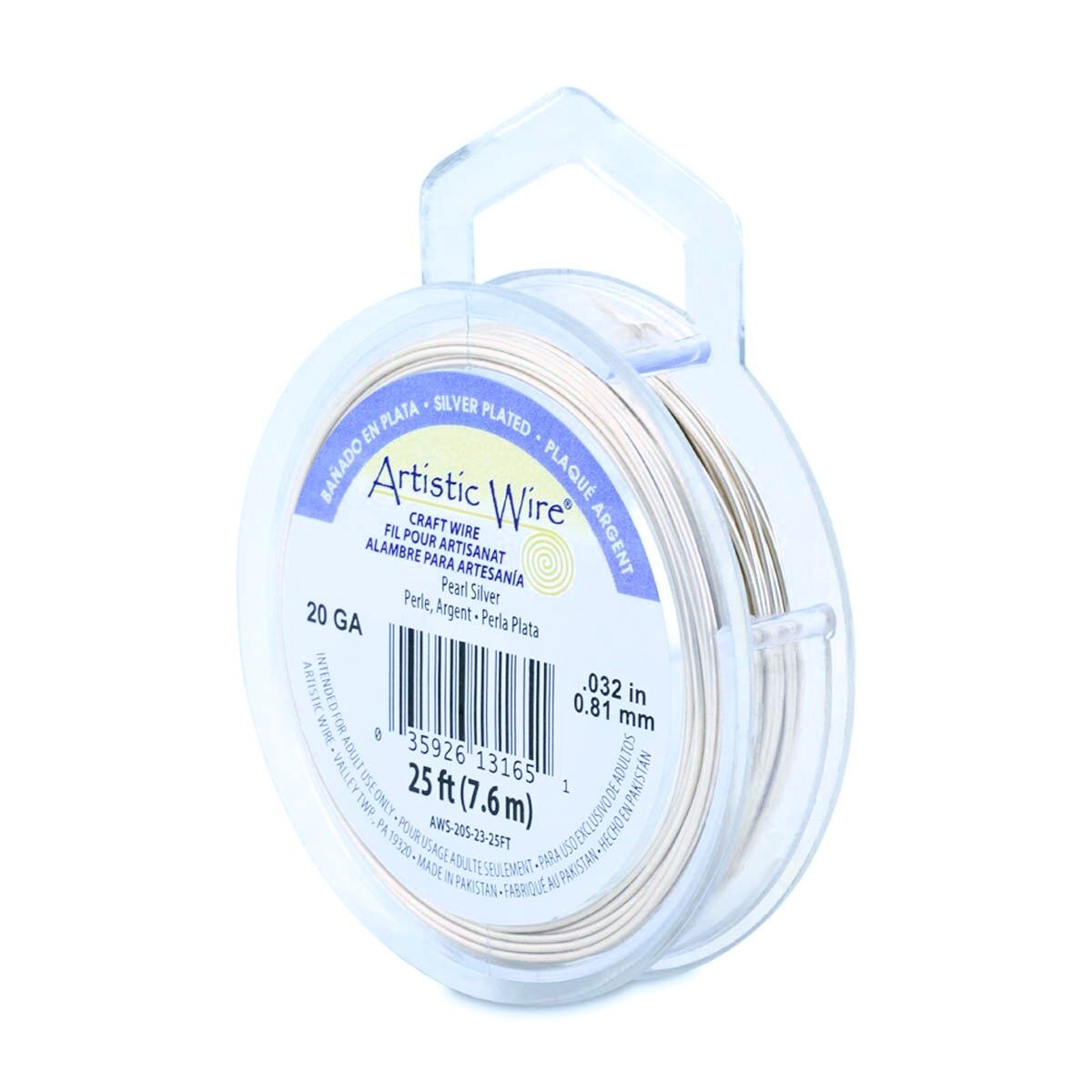Artistic Wire PEARL SILVER 20 Gauge Wrapping Wire 25 Foot Spool