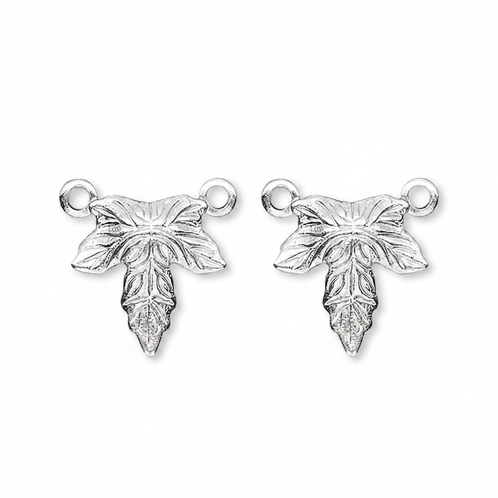 Matte Silver-Plated Brass 10x10mm Maple Leaf Drop Connectors, 100 pcs